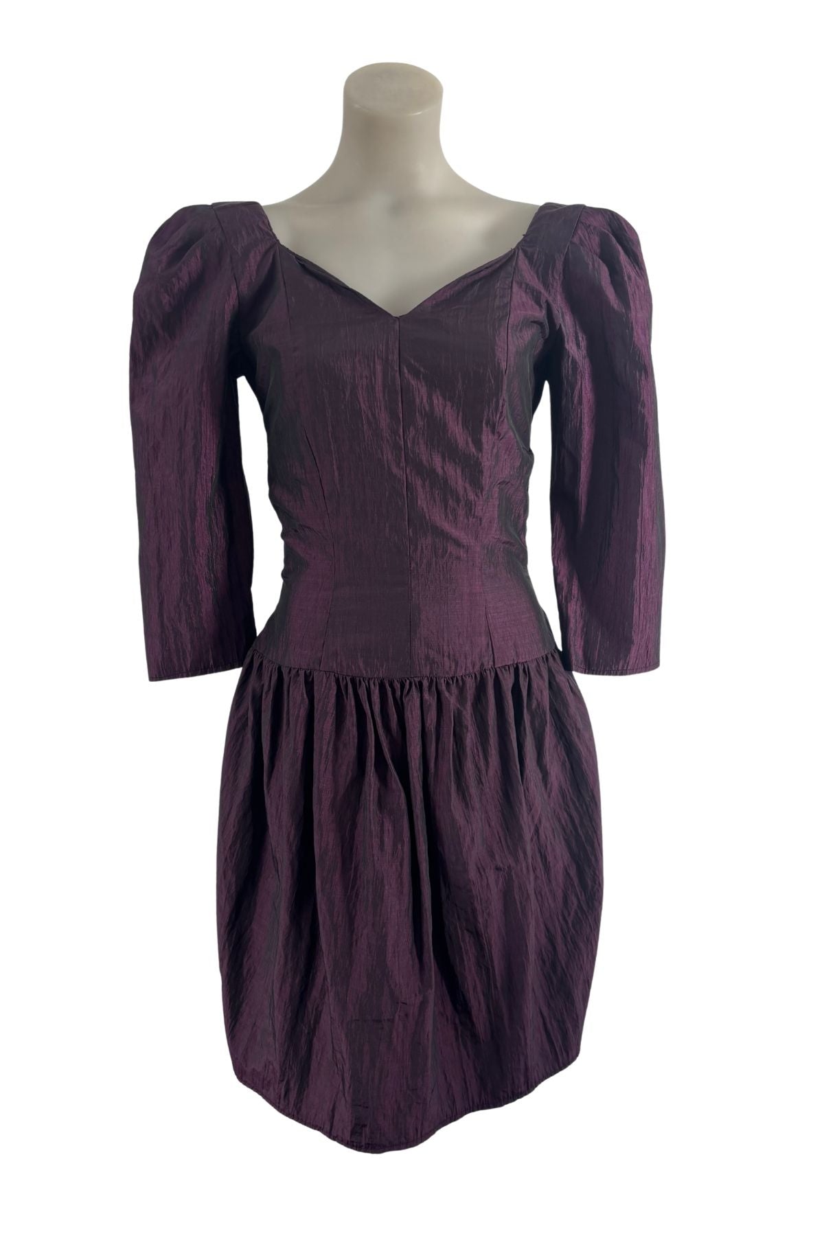 1990's Purple prom drop waist midi dress, S