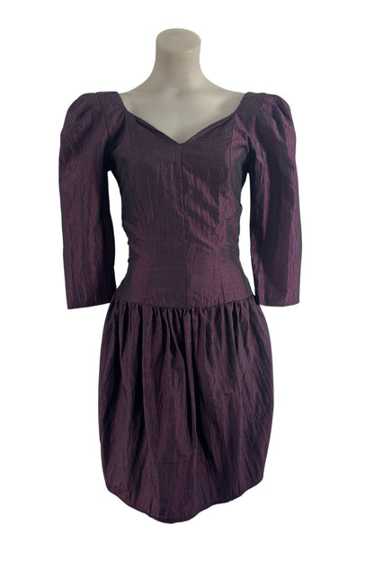 1990's Purple prom drop waist midi dress, S