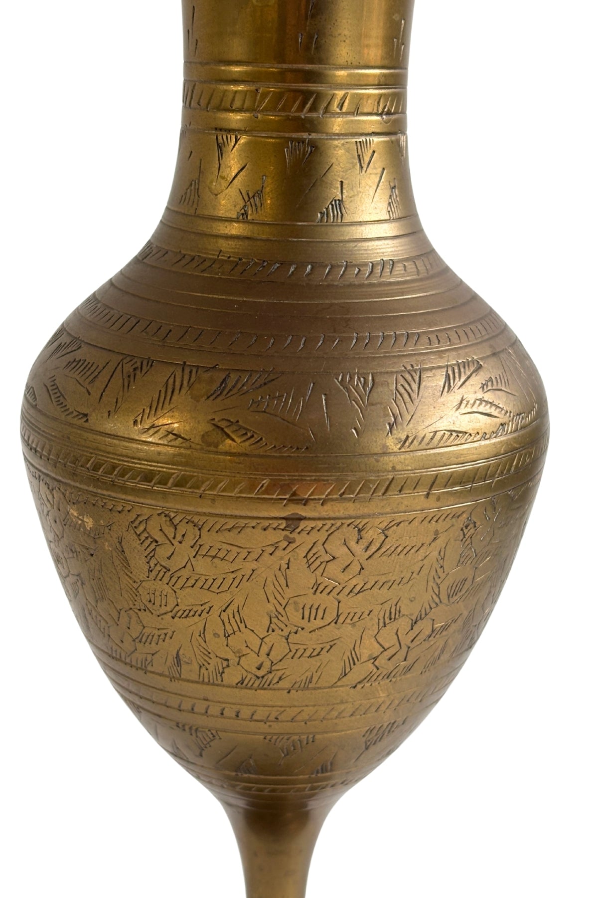 Vintage Etched Brass Vase