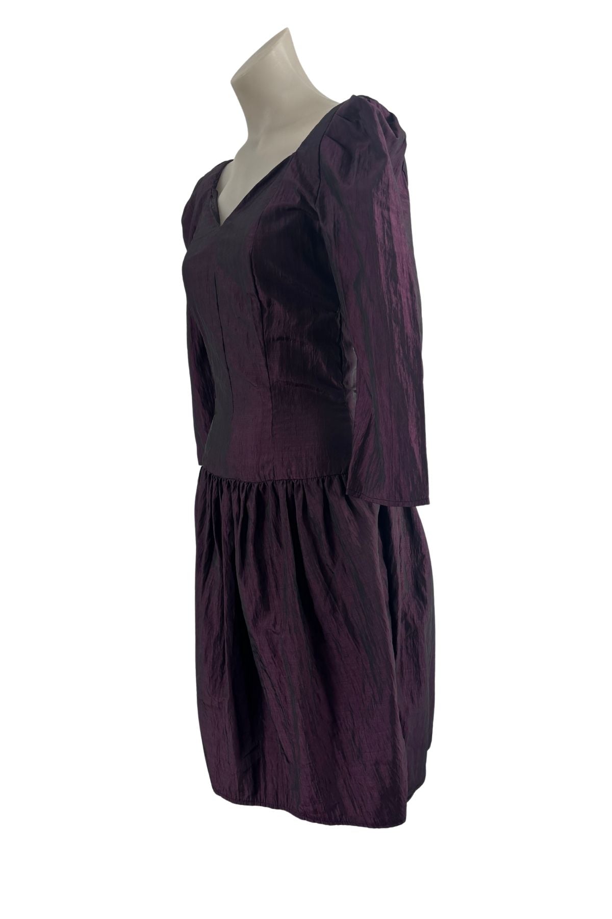 1990's Purple prom drop waist midi dress, S