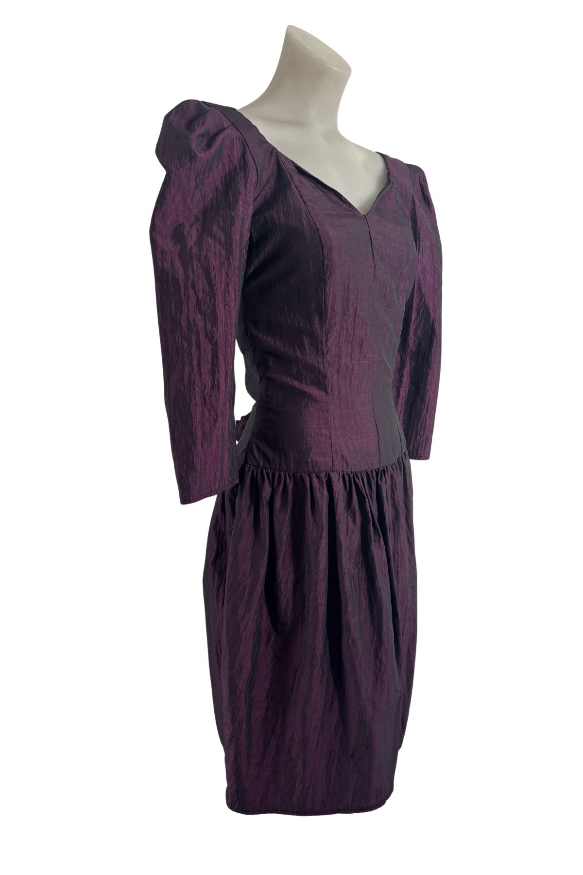 1990's Purple prom drop waist midi dress, S