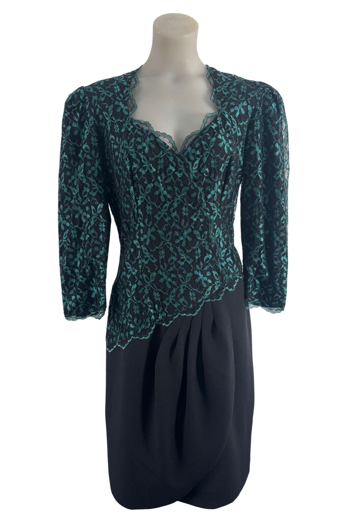 1990's Blue lace midi dress, S/M