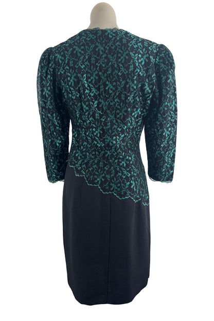 1990's Blue lace midi dress, S/M