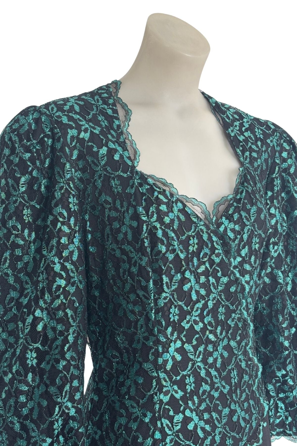 1990's Blue lace midi dress, S/M