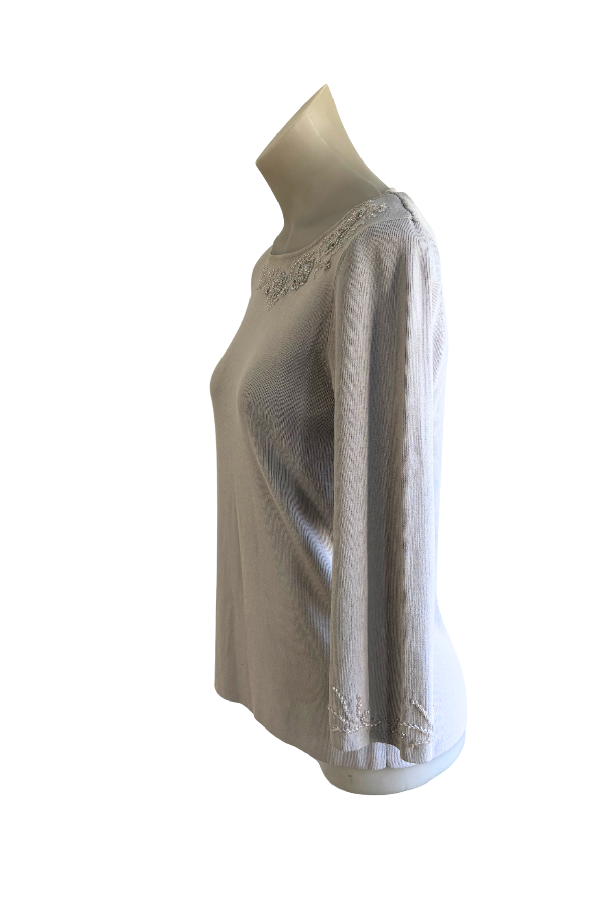 Marco Polo ribbed beaded top, L