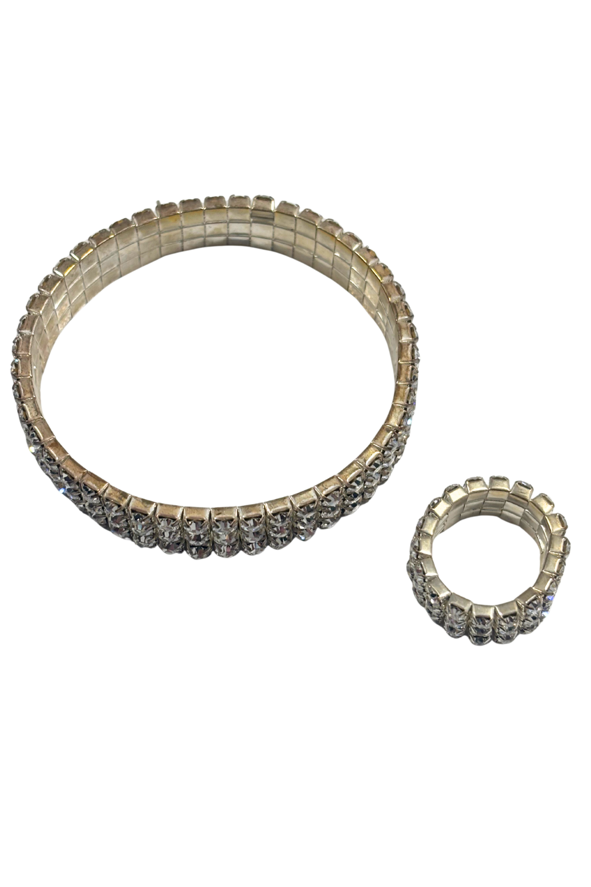 Glitzy glass diamond tennis bracelet + ring