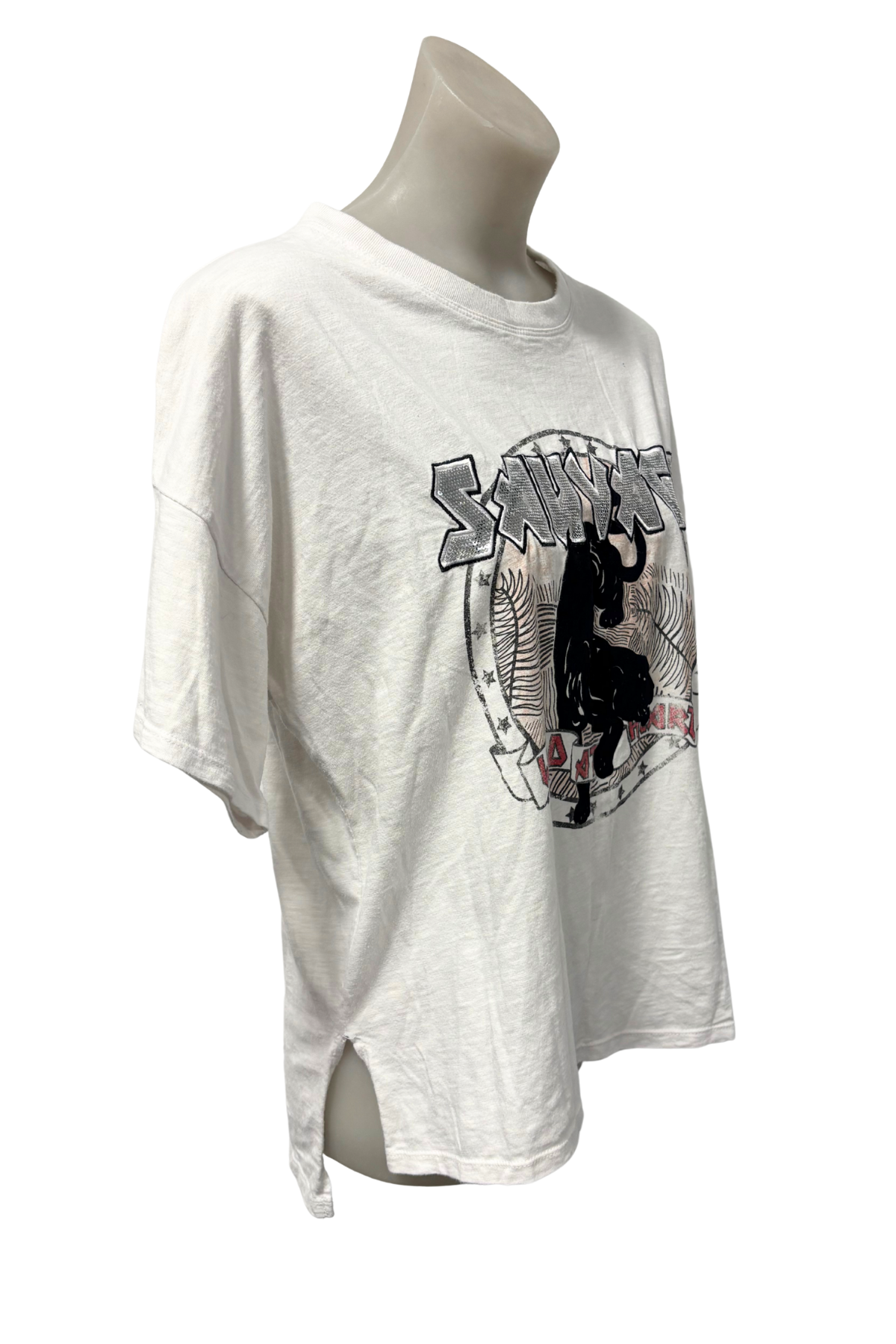 Decjuba Sauvage black leopard graphic tee, XS