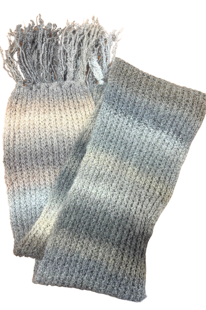 Beautifully soft grey gradient knitted scarf
