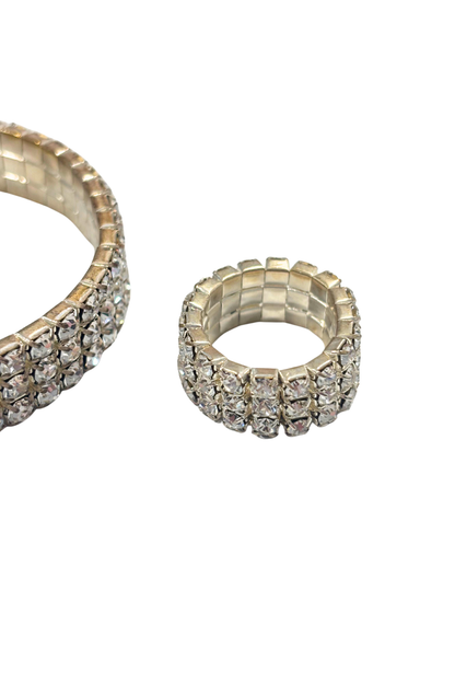 Glitzy glass diamond tennis bracelet + ring