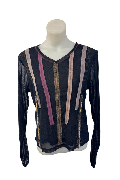 Grace Hill textured mesh long sleeve top, 14