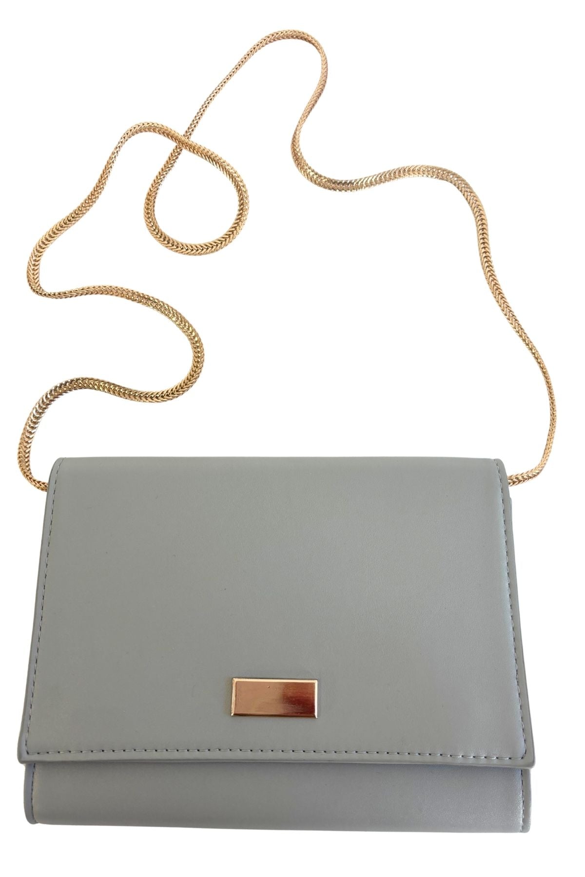 Grey + Gold clutch bag