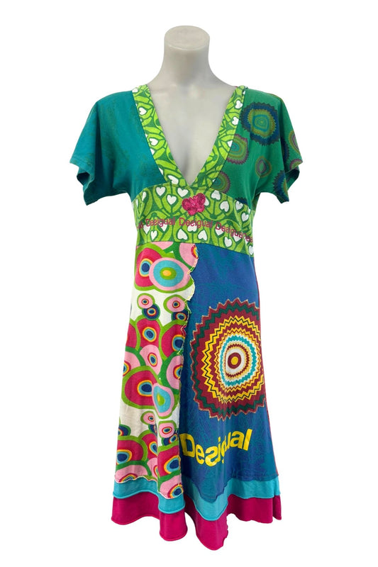 Desigual Designs vibrant patchwork midi dress, S