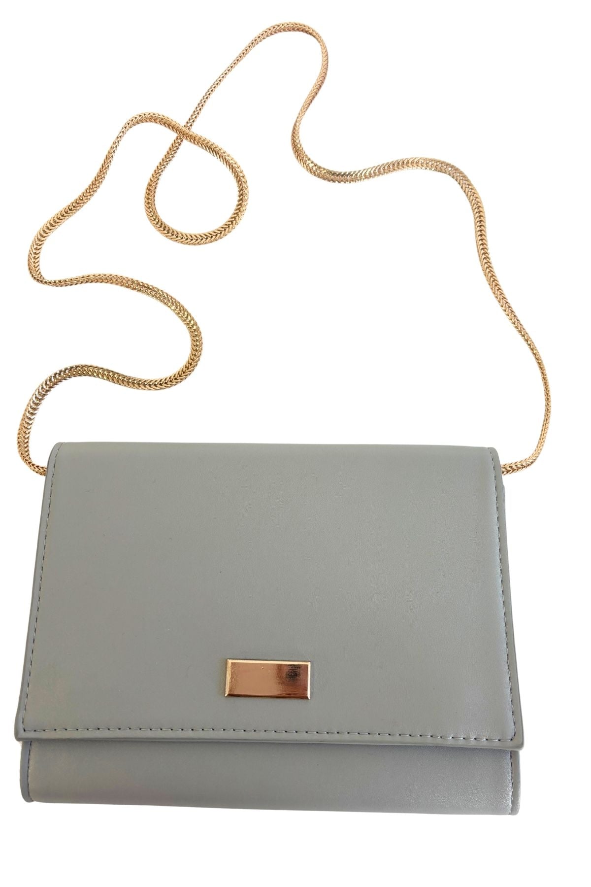 Grey + Gold clutch bag