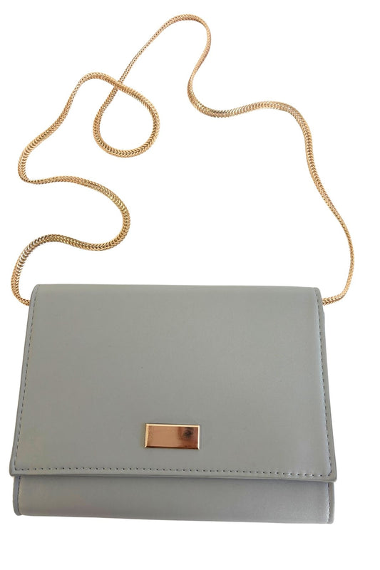Grey + Gold clutch bag