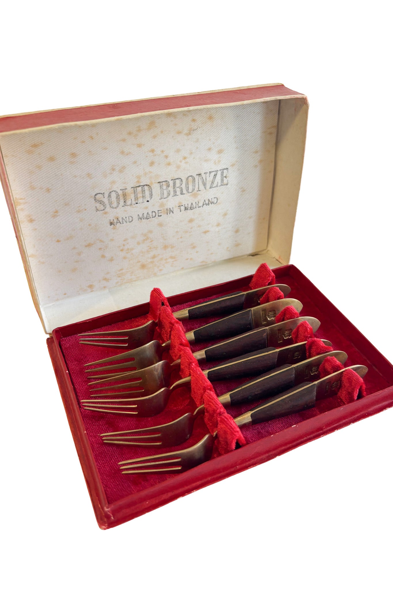 Solid bronze 6 seafood forks