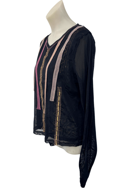 Grace Hill textured mesh long sleeve top, 14