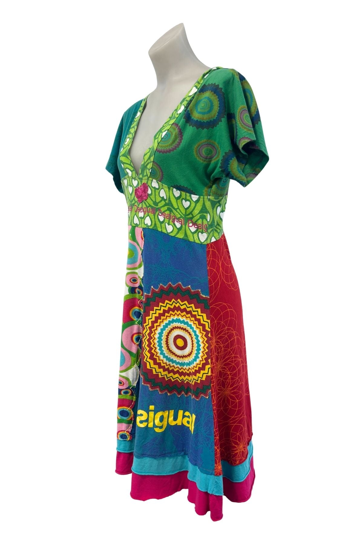 Desigual Designs vibrant patchwork midi dress, S