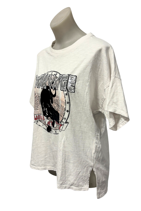 Decjuba Sauvage black leopard graphic tee, XS