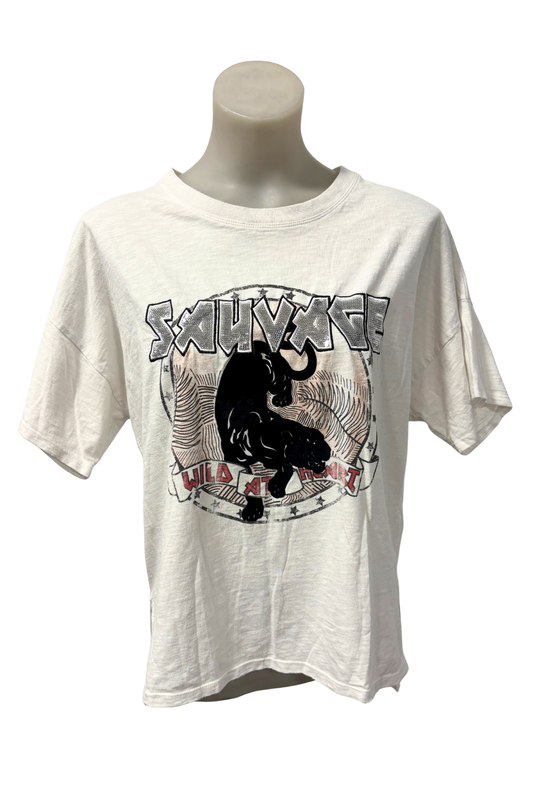 Decjuba Sauvage black leopard graphic tee, XS