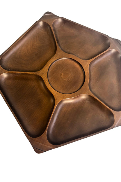 Lazy Susan wooden divider food platter
