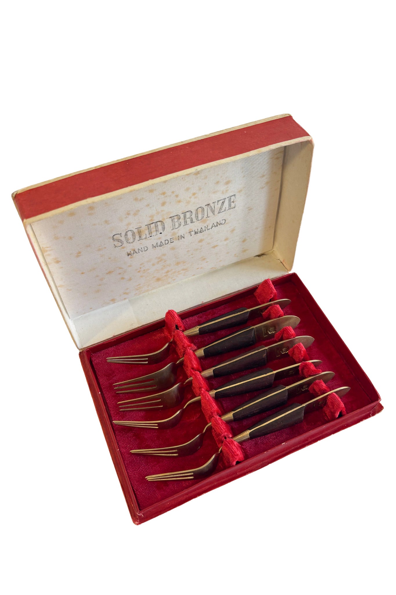 Solid bronze 6 seafood forks