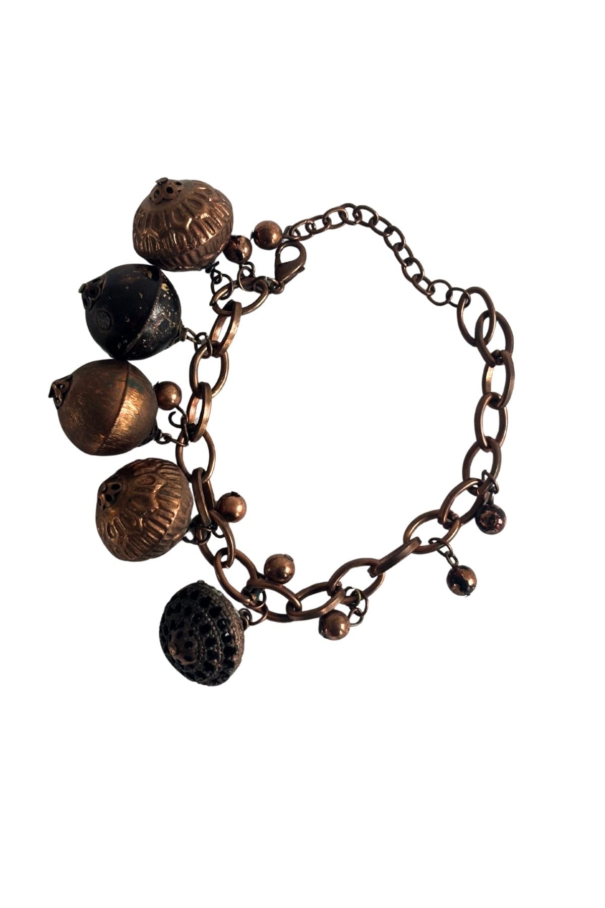 Chunky copper toned beaded bracelet