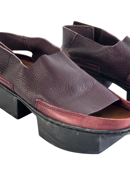 Trippen plum leather block sandals