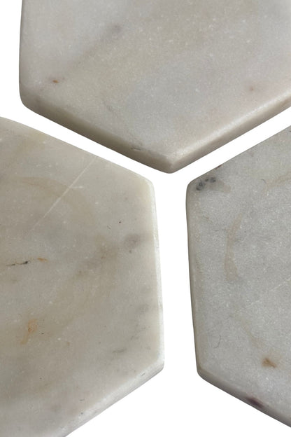 White marble coasters x4