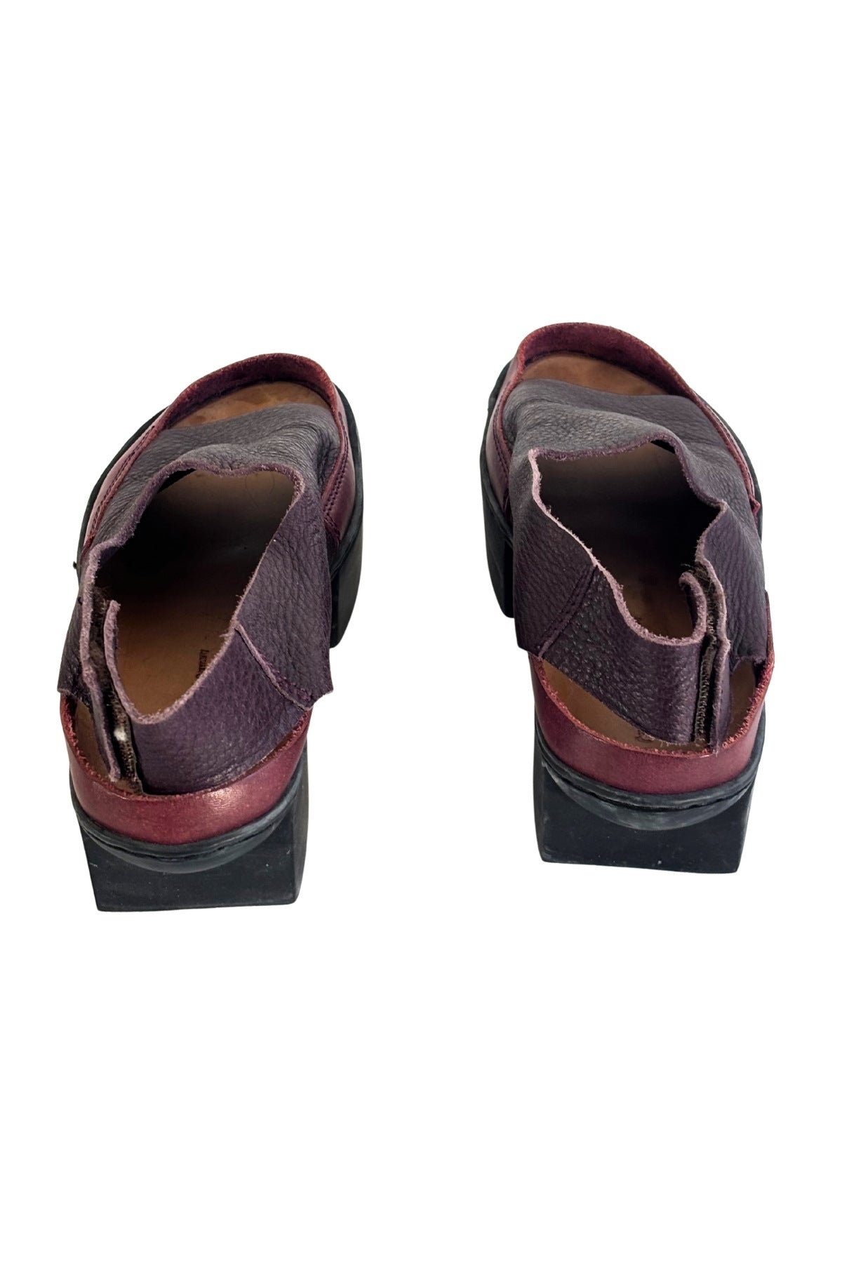 Trippen plum leather block sandals
