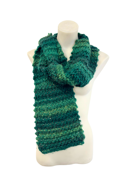 Chunky knit green scarf