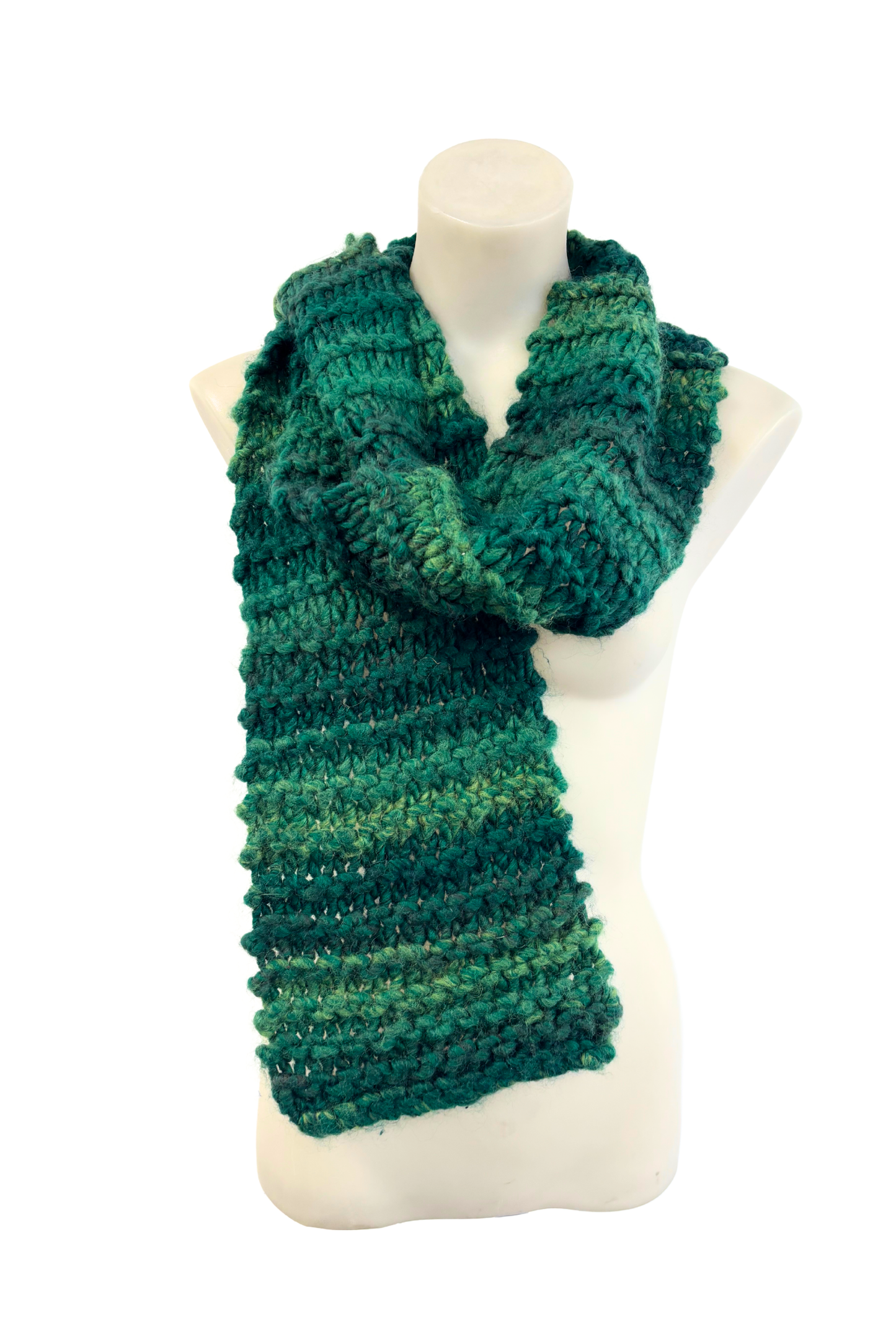 Chunky knit green scarf