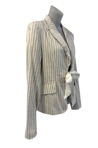 Hippocampe Paris pinstripe satin bow blazer, S