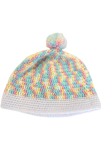 Rainbow crochet beanie