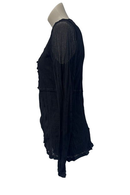 Verge NZ made black mesh lace top, M