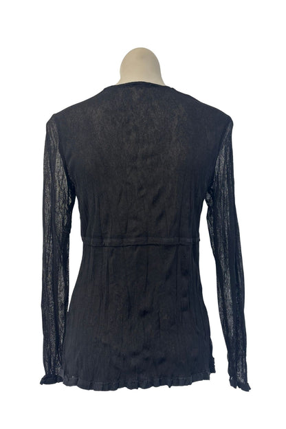 Verge NZ made black mesh lace top, M