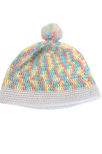 Rainbow crochet beanie