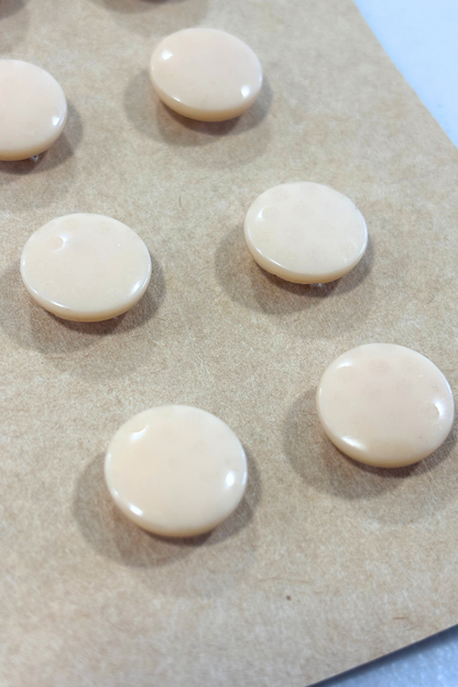 Vintage beige with clear polka dot buttons