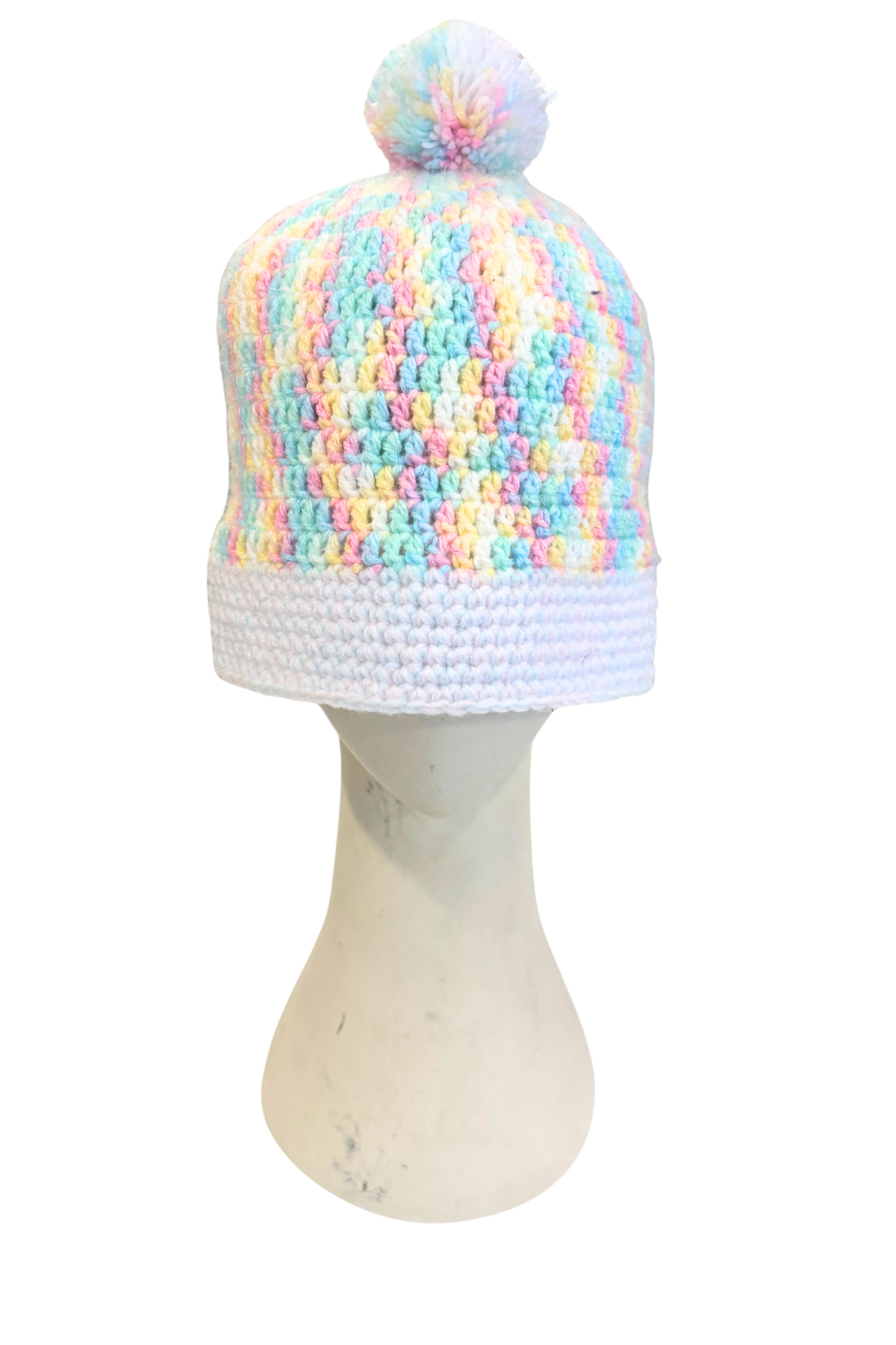 Rainbow crochet beanie