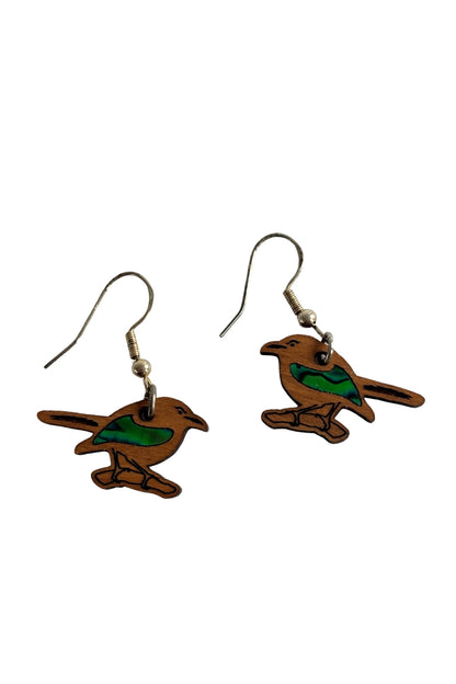 Paua shell native bird earrings