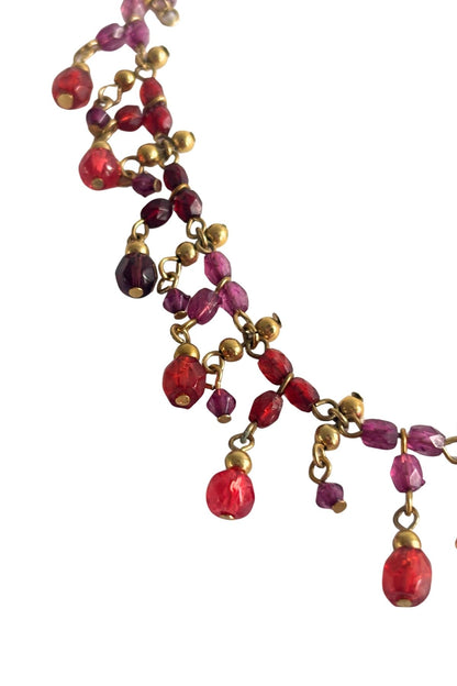 Retro Avon purple beaded chain necklace