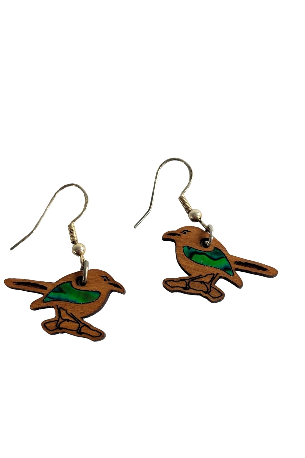 Paua shell native bird earrings