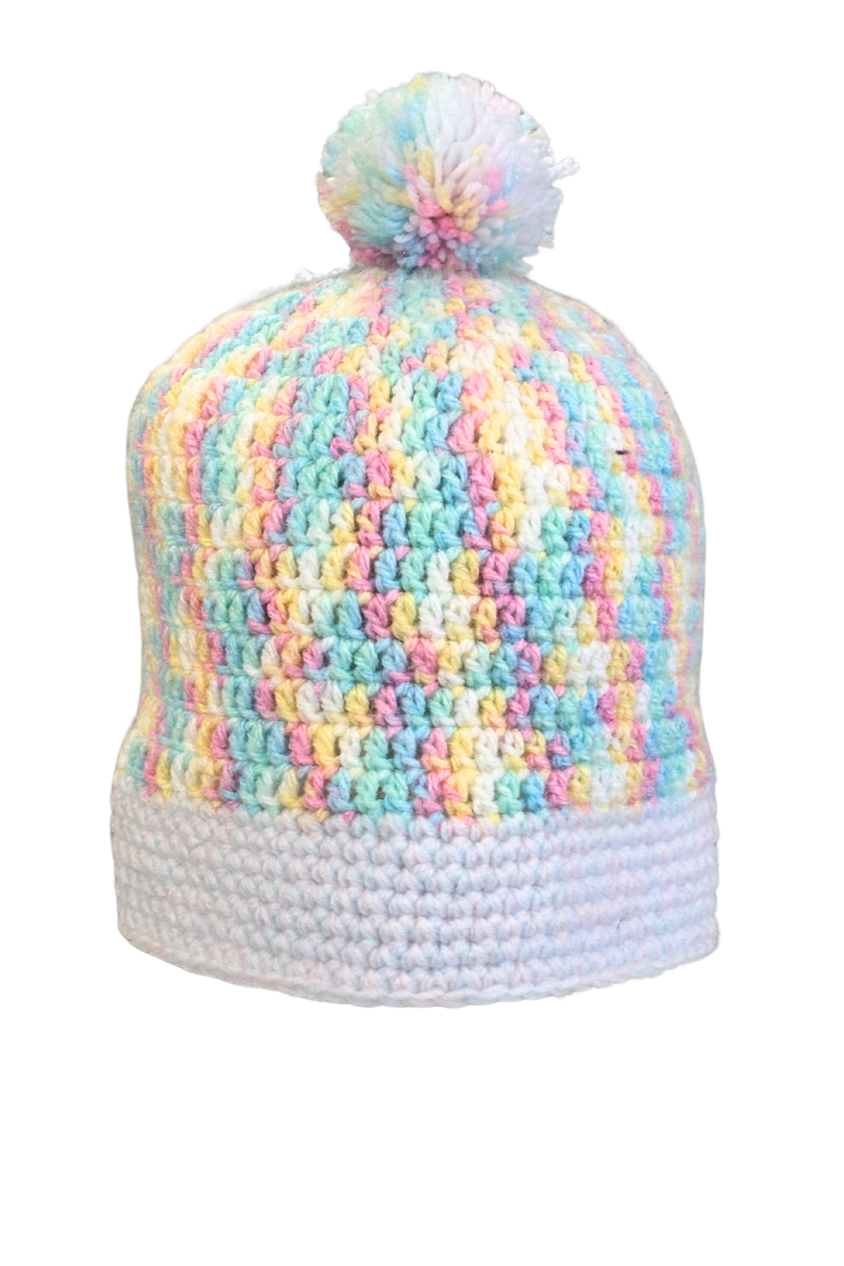 Rainbow crochet beanie
