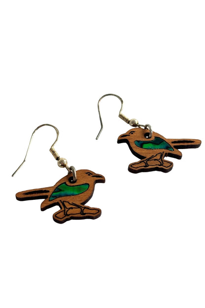 Paua shell native bird earrings