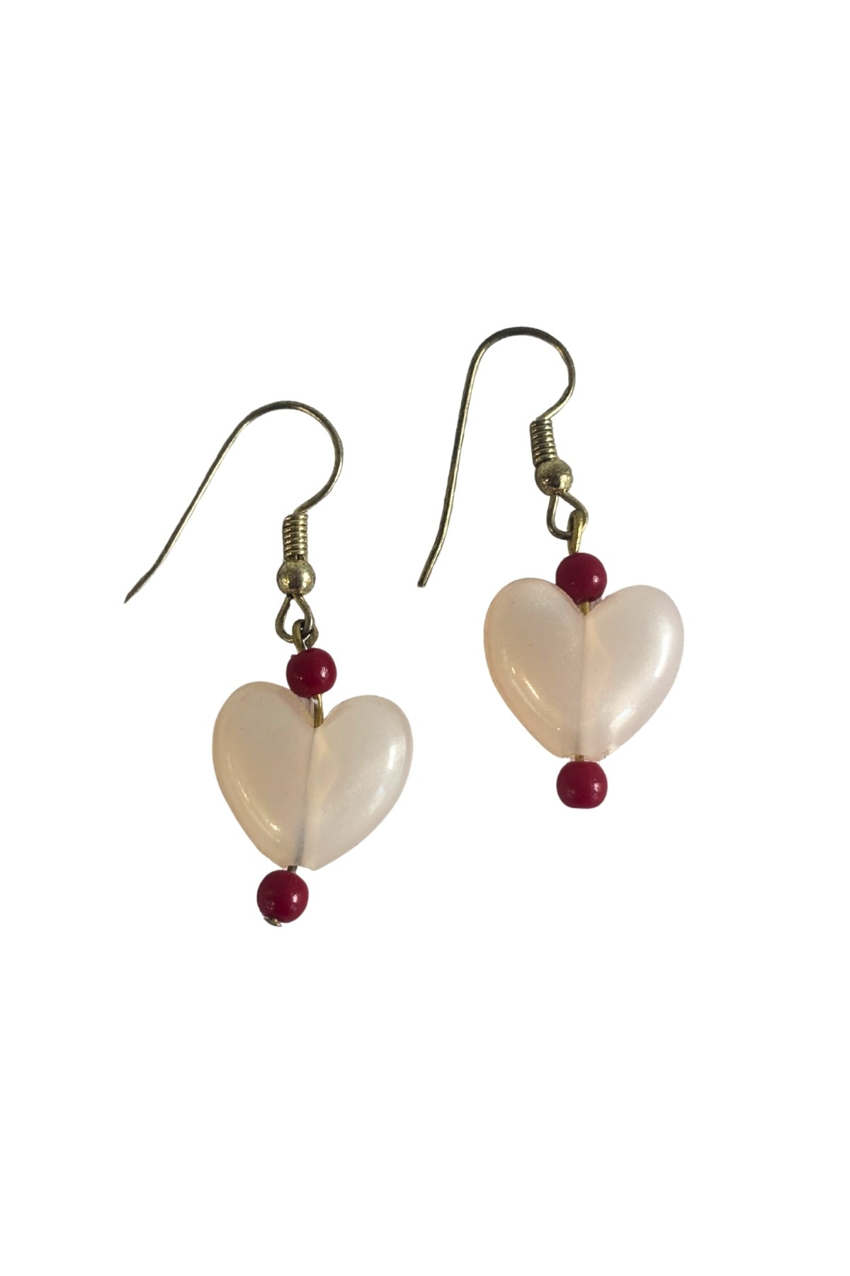 Retro beaded heart dangly earrings