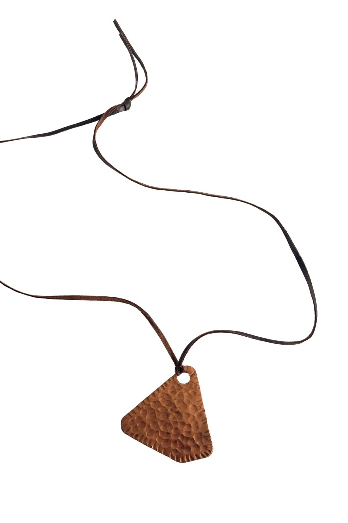 Hammered copper triangular necklace