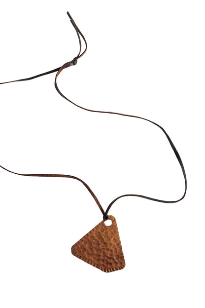 Hammered copper triangular necklace