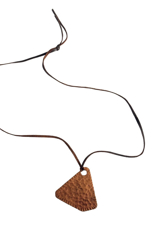Hammered copper triangular necklace