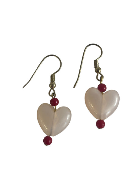 Retro beaded heart dangly earrings