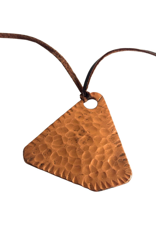 Hammered copper triangular necklace