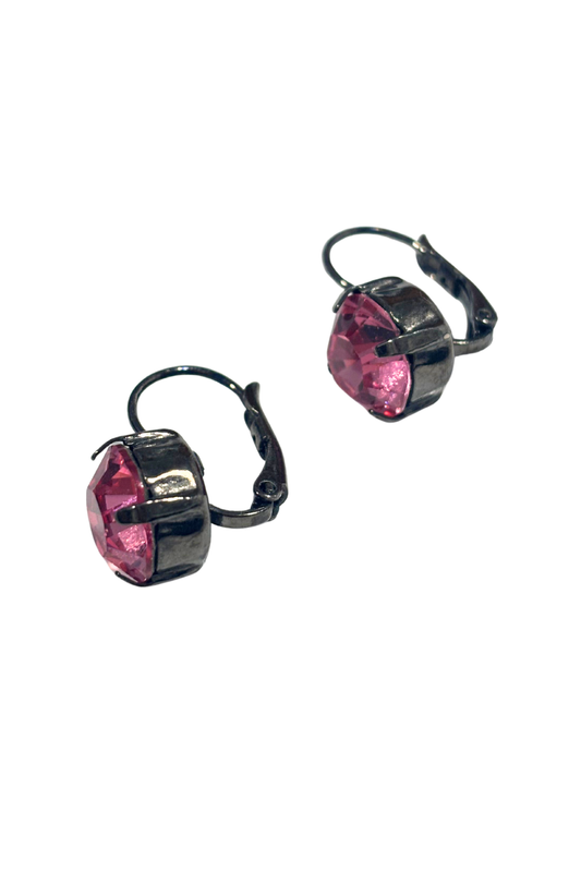 Glitzy pink clip on earrings
